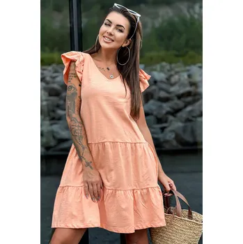 Dámské šaty FPrice Bavlněné šaty Dolores broskvové Velikost: M