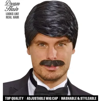 Paruka Widmann Paruka PLAYBOY černá s knírem