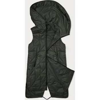 Dámská vesta Prošívaná dámská vesta v khaki barvě s asymetrickou spodní částí SWest, odstíny zelené XL (42) i392_23239-53