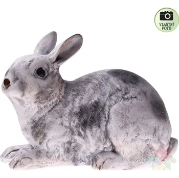 Zahradní dekorace Zakrslý králík Králík divoký velký: Králík Květoš - bílý strakáč keramický