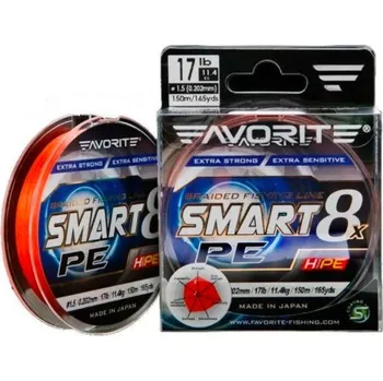 Pletená Šňůra Favorite Smart 8 PE Orange 150m 0,187mm 9,5kg
