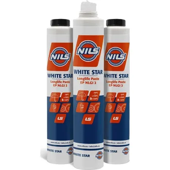 Plastické mazivo NILS WHITE STAR EP2 bílá vazelína na sedla kamionů, točnice přívěsů kartuše LS 400 g