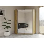 Rohová šatní skříň KELABIT 140 se zrcadlem, dub artisan +možnost VÝNOSU + vyzvednutí ZDARMA