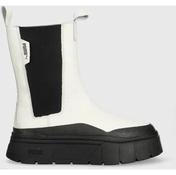 Dámská zimní obuv Kožené kotníkové boty Puma Mayze Stack Chelsea Wns dámské, bílá barva, na platformě, 386272-01, 37.5, 00X