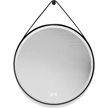 Zrcadlo kielle Idolio - Zrcadlo s LED osvětlením a vyhříváním, průměr 59 cm, černá