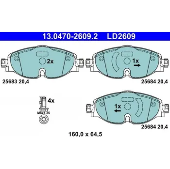 Brzdová destička Sada brzdových destiček, kotoučová brzda ATE 13.0470-2609.2