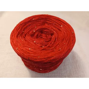 Příze Flitrovka Červené zlato 3-nitka 1000m s flitry (Klubko s flitry Červené zlato)