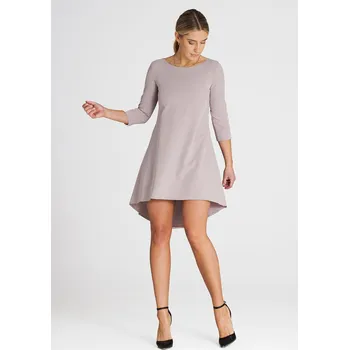 Dámské šaty Elegantní asymetrické šaty s 3/4 rukávy M988 FIGL Barva: Béžová, Velikost: M