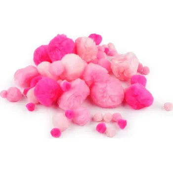 Bambulky mix velikostí, barva 3 růžová