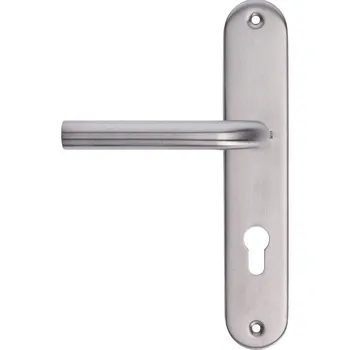 nerezová štítková klika - klika se štítkem, rozteč 72 mm, otvor na FAB, balení 1 pár