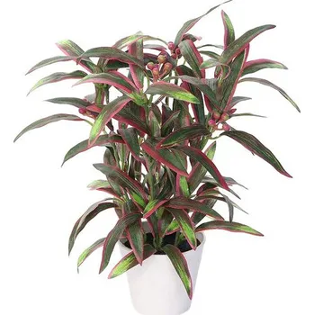 umělá květina Umělá Aucuba v květináči zeleno - fialová, 32 cm