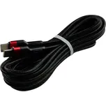 Pletený kabel 3m USB-C na USB-C Barva: Černo-Červený