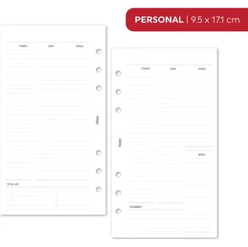 Náplň do diáře Fleppi Náplň do diáře - Kalendář nedatovaný, T2S vertikální linkovaný Vyberte velikost náplně: Personal