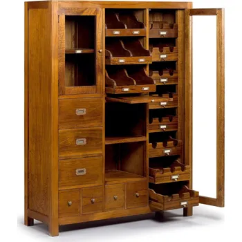 Organizace kuchyně Koloniální masivní příborník se zásuvkami a vinotékou STAR 155cm