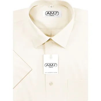 Pánská košile Pánská košile AMJ Comfort fit s krátkým rukávem - smetanová JK16 velikost: 46, délka rukávu: krátký rukáv