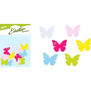 Velikonoční dekorace MFP dekorace motýl 3cm 12ks barevný mix 2221754