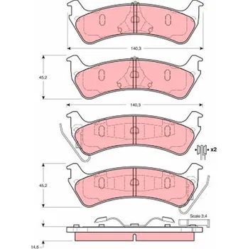 Brzdová destička Sada brzdových destiček, kotoučová brzda TRW GDB4041