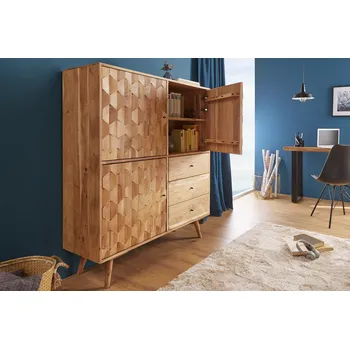 Organizace kuchyně Masivní vysoký příborník Mystic 140cm akácie