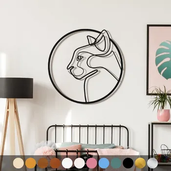 Obraz WoodenPuzzle.cz Dřevěný obraz - Sphynx Barva: Stříbrná, Velikost: M