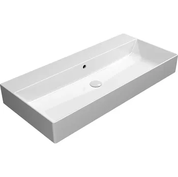 KUBE X keramické umyvadlo 100x47cm, broušená spodní hrana, bez otvoru, bílá ExtraGlaze