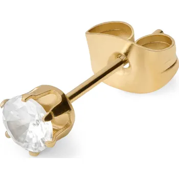 Náušnice 4 mm Kulatá náušnice zlaté barvy se zirkonem - Lucleon