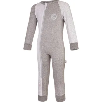 Dětský overall Little Angel overal tenký DR lemy Outlast® - šedý melír/pruh bílošedý melír Velikost: 104