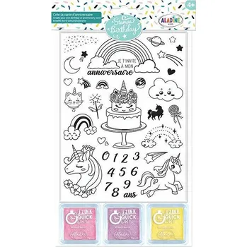 Dětské razítko Aladine Dětská razítka Stampo Birthday, 36 ks - Jednorožci