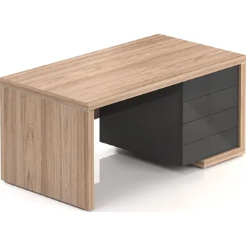 Jídelní stůl Stůl Lineart 160 x 85 cm + pravý kontejner, jilm světlý / antracit