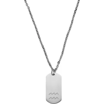 Náhrdelník Ocelový náhrdelník hvězdného znamení Vodnář ve stříbrné barvě - Lucleon