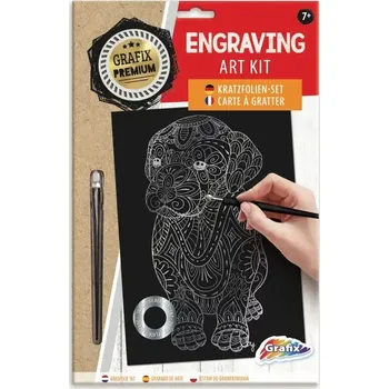 vyškrabávací obrázek GRAFIX Stříbrný škrabací obrázek Pes