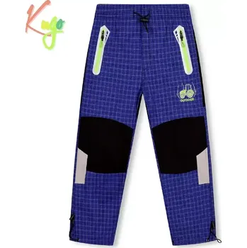 Chlapecké kalhoty Chlapecké outdoorové plátěné kalhoty Kugo FK7601, modré (dětské bavlněné kostkované kalhoty)
