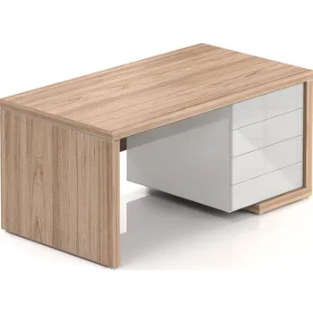 Jídelní stůl Stůl Lineart 160 x 85 cm + pravý kontejner, jilm světlý / bílá