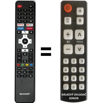 Sharp 32FG2EA, 40FG2EA , 32FG4E, 32FG4EA, 32FG6EA náhradní dálkový ovladač pro seniory.