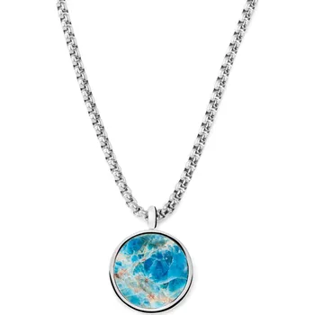 Náhrdelník Orisun | Náhrdelník z&nbsp;nerezové oceli stříbrné barvy s&nbsp;kulatým přívěskem s&nbsp;kamenem apatit - Arkai