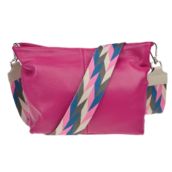 Kabelka NovaKabelka.cz Kožená italská crossbody kabelka Batilda Fuxia s přídavným popruhem VI