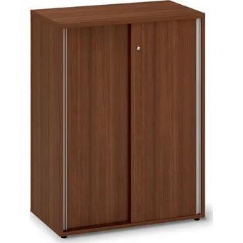 Šatní skříň Střední skříň s posuvnými dveřmi ProOffice 80 x 45 x 106,3 cm, ořech