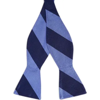 Motýlek Pastelově a námořnicky modrý pruhovaný hedvábný vázací motýlek - Trendhim