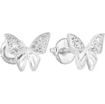 Stříbrné náušnice pecka se zirkonem bílý motýl 11311.1