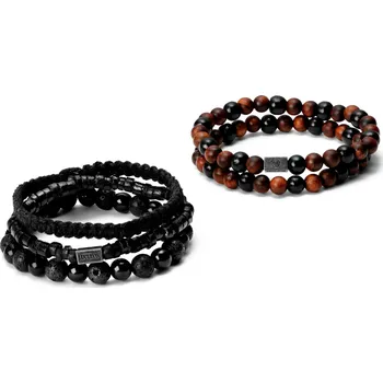 Náramek Náramek z dřevěných korálků a náramek Black on Black balení 2 ks - Lucleon