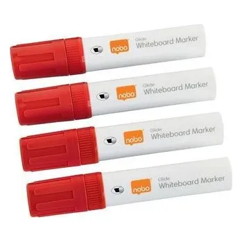 Popisovač na tabule a flip chart "Glide", červená, 10 mm, zkosený hrot, 4 ks, NOBO 1915390