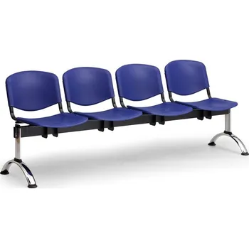Plastová lavice ISO II, 4-sedák - chromované nohy, zelená