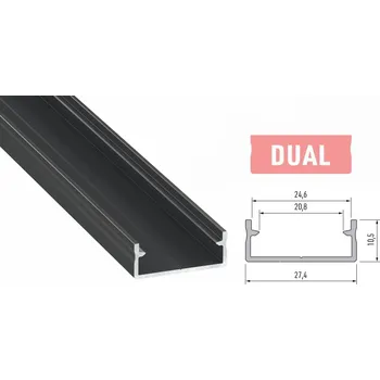 LED lišta LEDLabs Hliníkový profil LUMINES DUAL 1m pro LED pásky, černý
