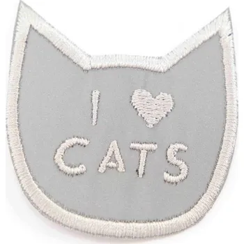 Nažehlovací záplata - kočka - rozměr 5 cm x 5,5 cm - reflexní