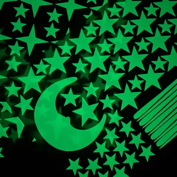 Samolepící dekorace Samolepka na zeď "Fosforové hvězdičky s Měsícem 2" 207 ks