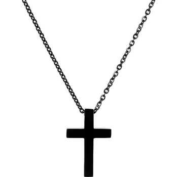 Náhrdelník Klasický černý náhrdelník s křížkem - Trendhim