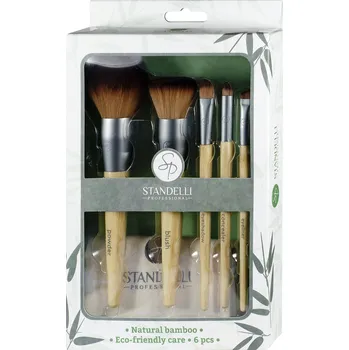 Kosmetický štětec Standelli professional Kosmetický set luxusních štětců na make up z přírodního bambusu + pytlíček zdarma 6 ks