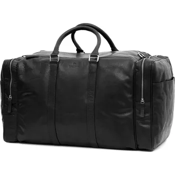 Cestovní taška Montreal velká černá kožená víkendová taška - Lucleon