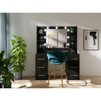 Toaletní stolek Maridex Toaletní stolek AGA se zrcadlem a LED osvětlením Barva korpusu: Black