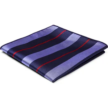 Kravata Pastelově modrý a červený pruhovaný navy hedvábný kapesníček do saka - Trendhim