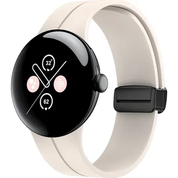 Příslušenství k chytrým hodinkám eses Silikonový řemínek s magnetickou sponou pro Google Pixel Watch 1, 2 - Béžový